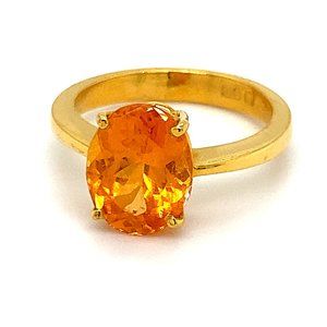 Mandarin Spessartine 4.00ct Solid 22K Gold Ring